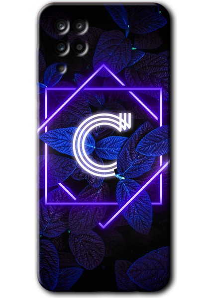 Samsung Galaxy A01 Core Kılıf Hd Desen Baskılı Arka Kapak - Dark Neon Yaprak C Harfi