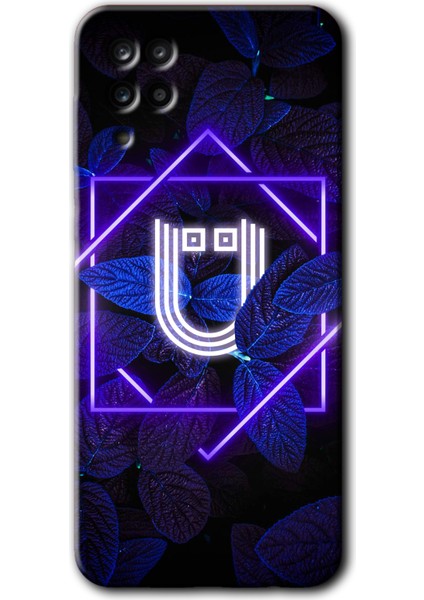 Samsung Galaxy A01 Core Kılıf Hd Desen Baskılı Arka Kapak - Dark Neon Yaprak Ü Harfi