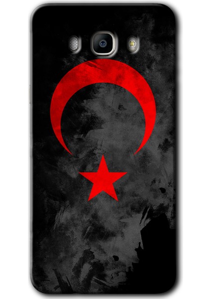 Samsung Galaxy J7 2016 Kılıf Hd Desen Baskılı Arka Kapak - Black Ayyıldız