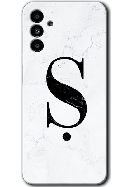 Samsung Galaxy A13 5g Kılıf Hd Desen Baskılı Arka Kapak - Beyaz Mermer Desenli Ş Harfi