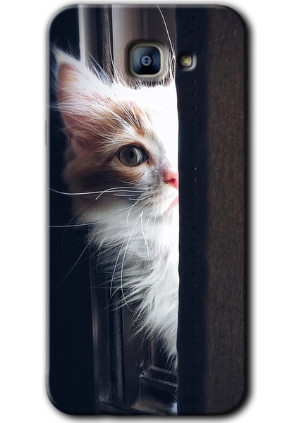 Samsung Galaxy A8 2016 Kılıf Hd Desen Baskılı Arka Kapak - Kedi Bakışı