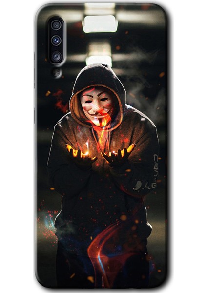 Samsung Galaxy A50 Kılıf Hd Desen Baskılı Arka Kapak - V For Fire