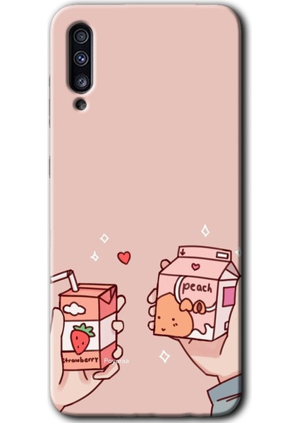 Samsung Galaxy A50 Kılıf Hd Desen Baskılı Arka Kapak - Meyveli Süt