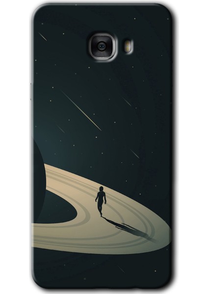 Samsung Galaxy C7 Pro Kılıf Hd Desen Baskılı Arka Kapak - Space Planet