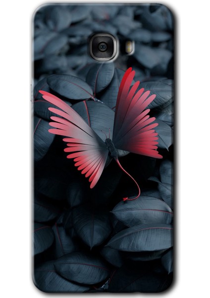 Samsung Galaxy C7 Pro Kılıf Hd Desen Baskılı Arka Kapak - Dark Butterfly