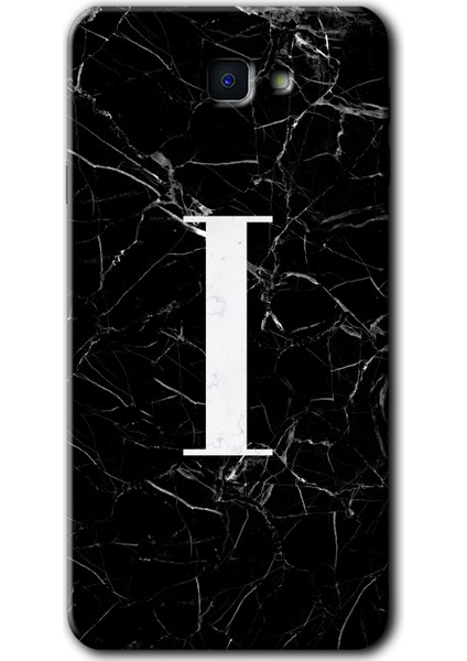 Samsung Galaxy J7 Prime Kılıf Hd Desen Baskılı Arka Kapak - Siyah Mermer Desenli I Harfi