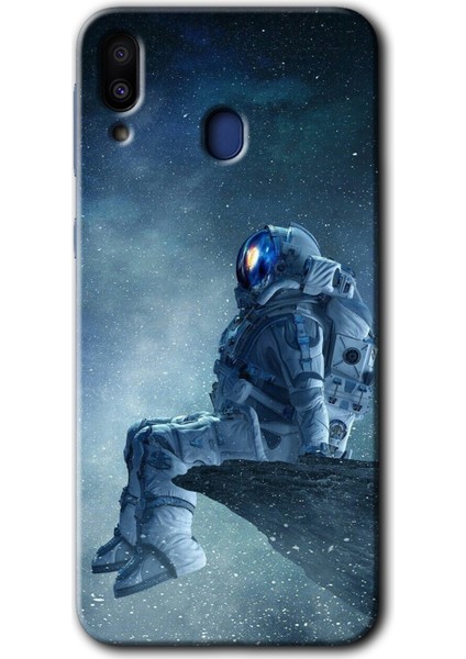 Samsung Galaxy M10 Kılıf Hd Desen Baskılı Arka Kapak - Astronot Yalnızlığı