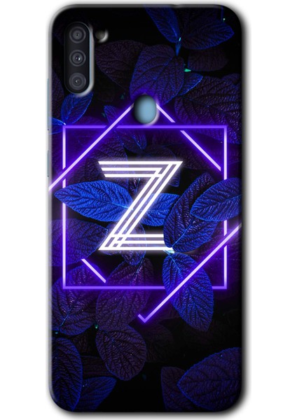 Samsung Galaxy M11 Kılıf Hd Desen Baskılı Arka Kapak - Dark Neon Yaprak Z Harfi