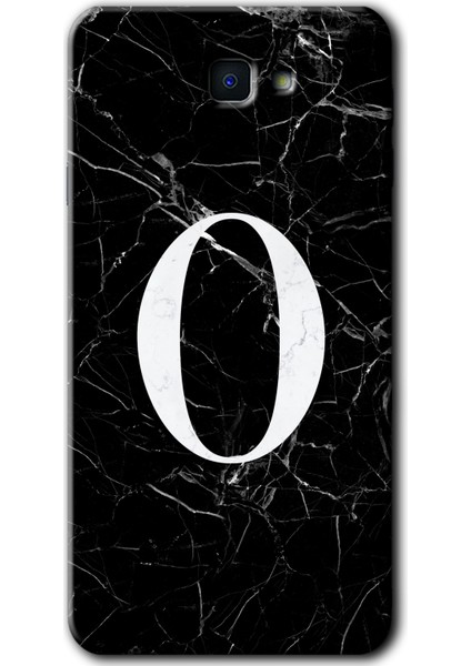 Samsung Galaxy J7 Prime Kılıf Hd Desen Baskılı Arka Kapak - Siyah Mermer Desenli O Harfi