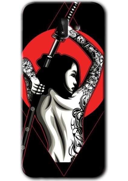 Samsung Galaxy J8 Kılıf Hd Desen Baskılı Arka Kapak - Samurai Girl