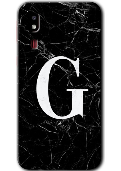 Samsung Galaxy A2 Core Kılıf Hd Desen Baskılı Arka Kapak - Siyah Mermer Desenli G Harfi
