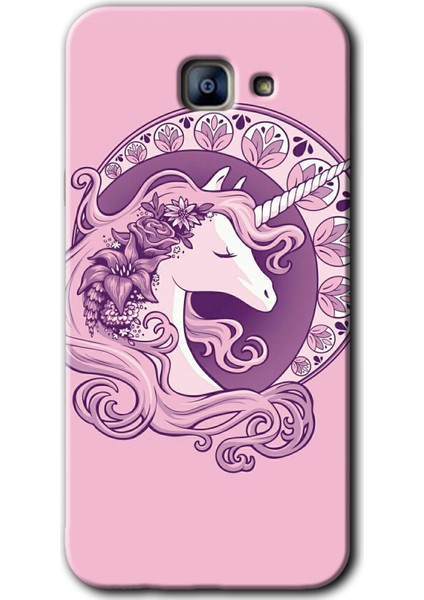 Samsung Galaxy A8 2016 Kılıf Hd Desen Baskılı Arka Kapak - Unicorn-Pembe