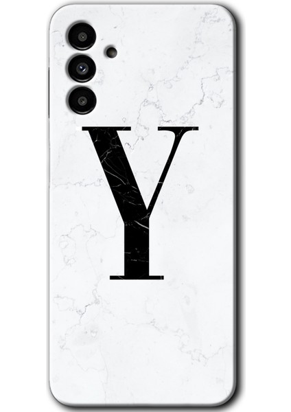 Samsung Galaxy A13 5g Kılıf Hd Desen Baskılı Arka Kapak - Beyaz Mermer Desenli Y Harfi