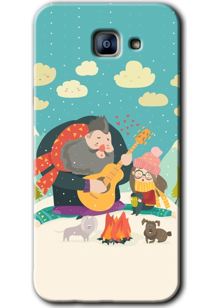 Samsung Galaxy A8 2016 Kılıf Hd Desen Baskılı Arka Kapak - Kış Pikniği