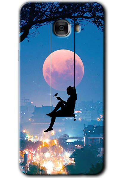 Samsung Galaxy C7 Pro Kılıf Hd Desen Baskılı Arka Kapak - Yalnız Kadın