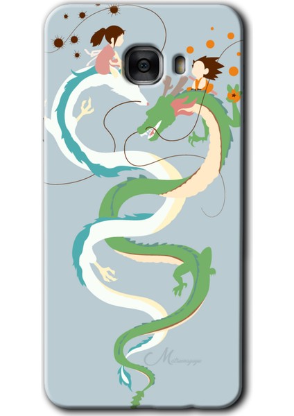 Samsung Galaxy C7 Kılıf Hd Desen Baskılı Arka Kapak - Snake Friendship