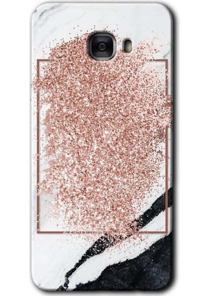 Samsung Galaxy C7 Pro Kılıf Hd Desen Baskılı Arka Kapak - Simli Mermer