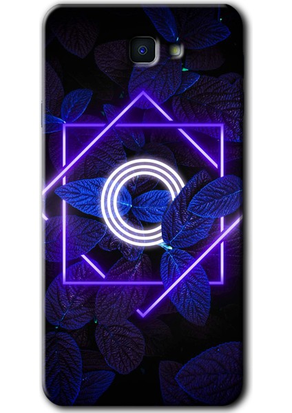 Samsung Galaxy J7 Prime Kılıf Hd Desen Baskılı Arka Kapak - Dark Neon Yaprak O Harfi