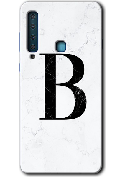 Samsung Galaxy A9 2018 Kılıf Hd Desen Baskılı Arka Kapak - Beyaz Mermer Desenli B Harfi