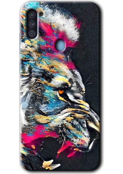 Samsung Galaxy M11 Kılıf Hd Desen Baskılı Arka Kapak - Colorfull Aslan