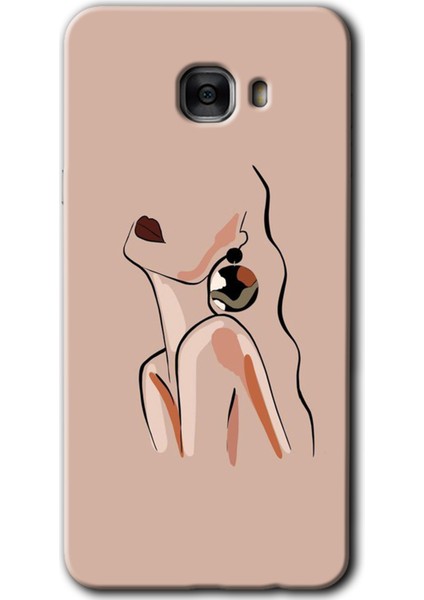 Samsung Galaxy C7 Kılıf Hd Desen Baskılı Arka Kapak - Çizim Silüet