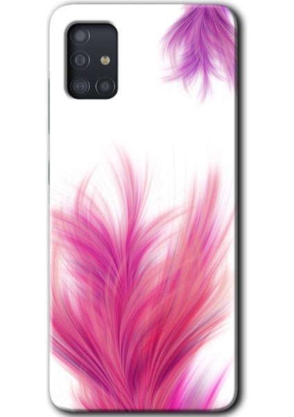 Samsung Galaxy A51 Kılıf Hd Desen Baskılı Arka Kapak - Pembe Tüy