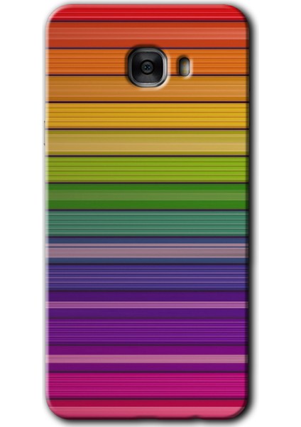 Samsung Galaxy C7 Kılıf Hd Desen Baskılı Arka Kapak - Colorful Lines