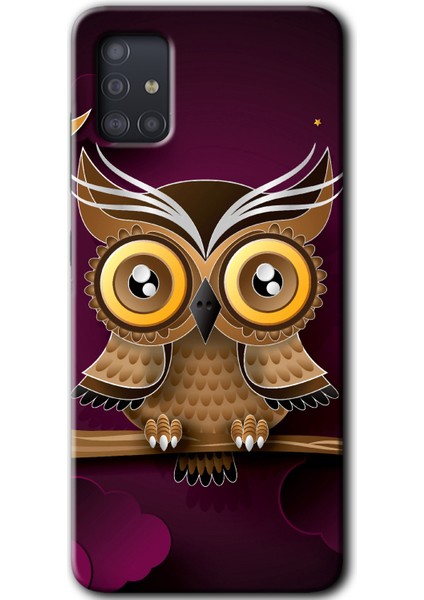 Samsung Galaxy A51 Kılıf Hd Desen Baskılı Arka Kapak - Owl Bird Branch