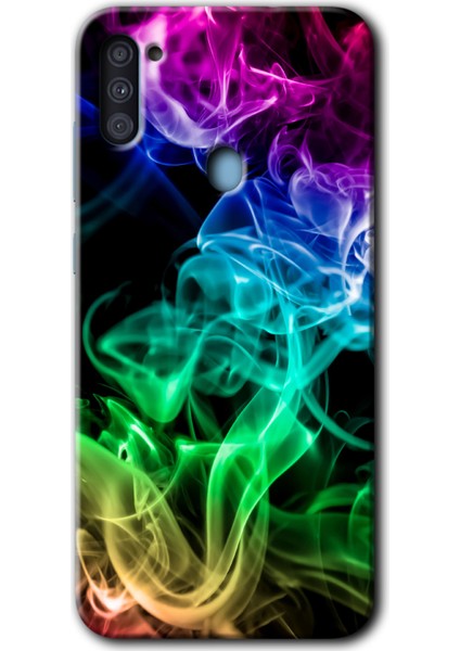Samsung Galaxy M11 Kılıf Hd Desen Baskılı Arka Kapak - Smoke Colorful