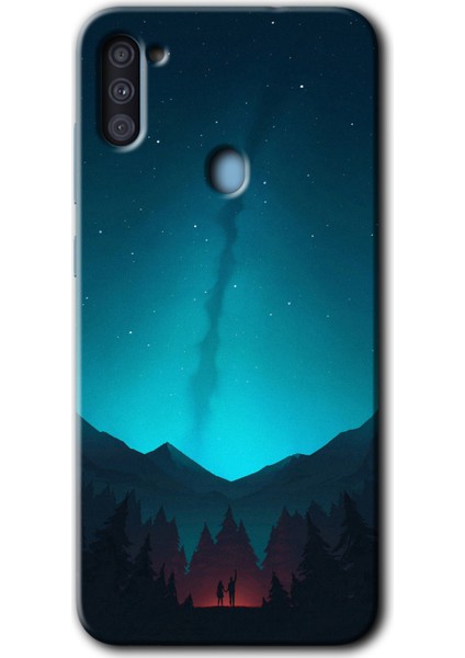 Samsung Galaxy M11 Kılıf Hd Desen Baskılı Arka Kapak - Night Fores Mount