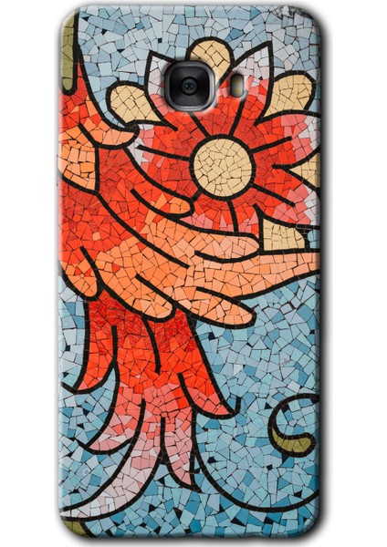 Samsung Galaxy C9 Pro Kılıf Hd Desen Baskılı Arka Kapak - Mozaik Çiçek