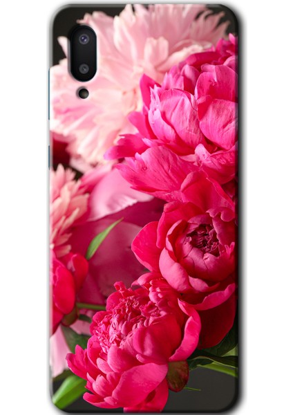 Samsung Galaxy A02 Kılıf Hd Desen Baskılı Arka Kapak - Kırmızı Beyaz Gül