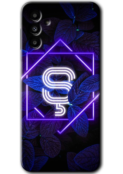 Samsung Galaxy A13 5g Kılıf Hd Desen Baskılı Arka Kapak - Dark Neon Yaprak Ş Harfi