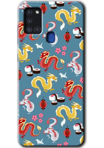 Samsung Galaxy A21S Kılıf Hd Desen Baskılı Arka Kapak - Funky Dragon