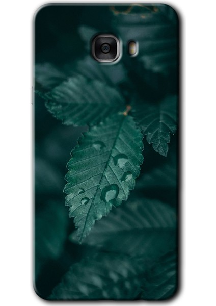 Samsung Galaxy C7 Kılıf Hd Desen Baskılı Arka Kapak - Yağmurlu Yaprak