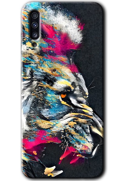 Bera Aksesuar Samsung Galaxy A50 Kılıf Hd Desen Baskılı Arka Kapak - Colorfull Aslan