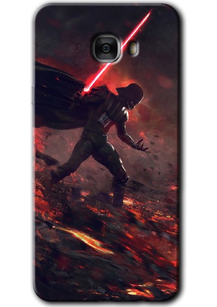 Samsung Galaxy C7 Kılıf Hd Desen Baskılı Arka Kapak - Darh Vader Wars