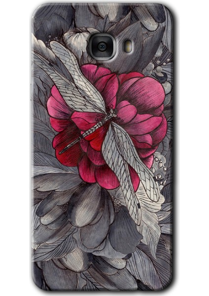 Samsung Galaxy C7 Pro Kılıf Hd Desen Baskılı Arka Kapak - Kelebek Ömrü