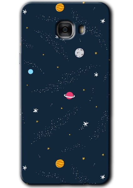 Samsung Galaxy C7 Pro Kılıf Hd Desen Baskılı Arka Kapak - Çizim Gezegen