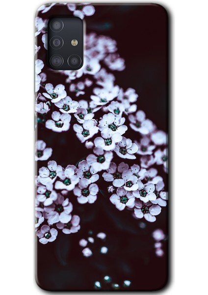 Samsung Galaxy A51 Kılıf Hd Desen Baskılı Arka Kapak - Beyaz Çiçek