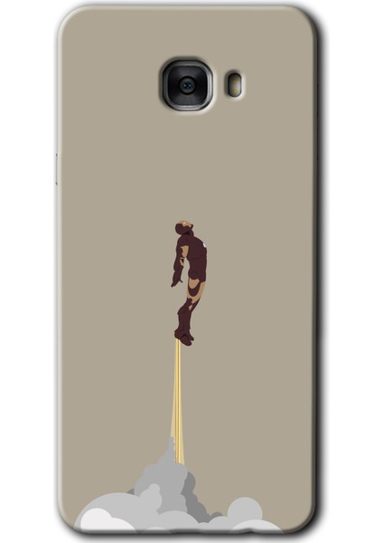 Samsung Galaxy C7 Pro Kılıf Hd Desen Baskılı Arka Kapak - Ironman-Airport
