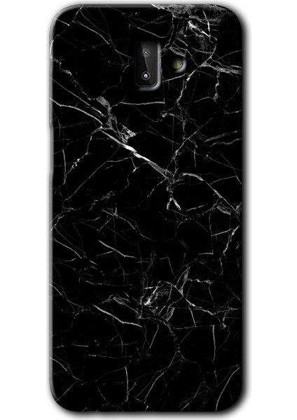 Samsung Galaxy J8 Kılıf Hd Desen Baskılı Arka Kapak - Siyah Mermer