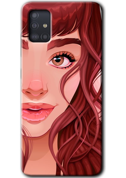 Samsung Galaxy A51 Kılıf Hd Desen Baskılı Arka Kapak - Kızıl Kız