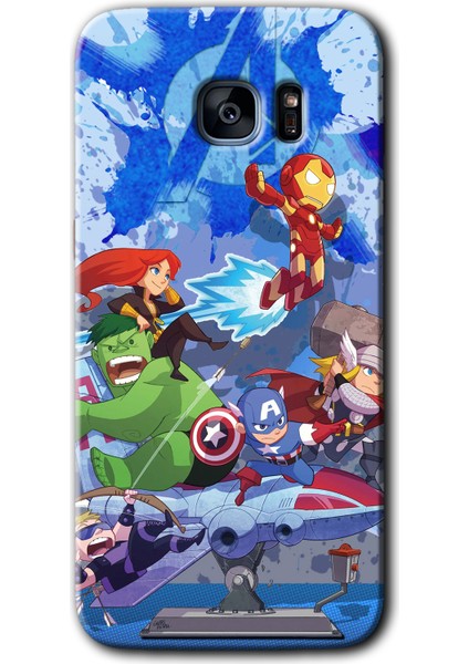 Samsung Galaxy S7 Edge Kılıf Hd Desen Baskılı Arka Kapak - Avengers Cartoon