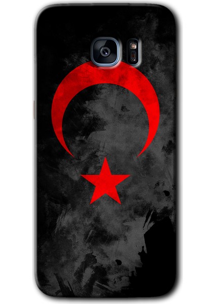 Samsung Galaxy S7 Edge Kılıf Hd Desen Baskılı Arka Kapak - Black Ayyıldız