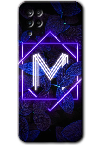 Samsung Galaxy Note 5 Kılıf Hd Desen Baskılı Arka Kapak - Dark Neon Yaprak M Harfi