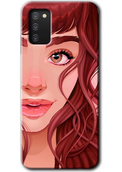 Samsung Galaxy A02S Kılıf Hd Desen Baskılı Arka Kapak - Kızıl Kız
