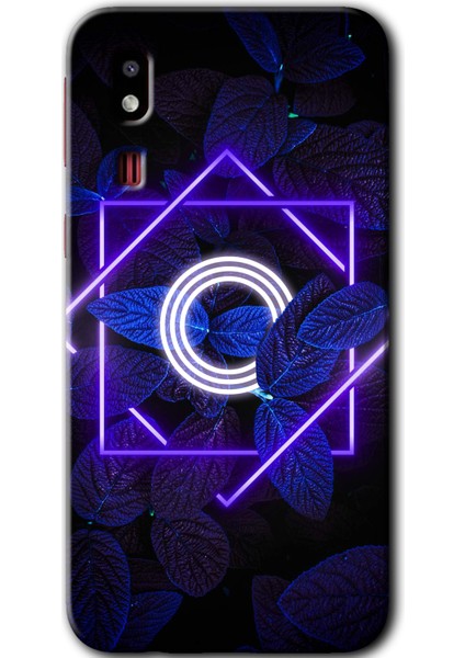Samsung Galaxy A2 Core Kılıf Hd Desen Baskılı Arka Kapak - Dark Neon Yaprak O Harfi