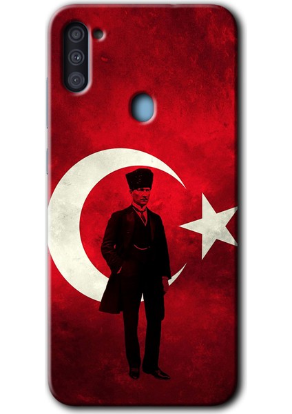 Samsung Galaxy M11 Kılıf Hd Desen Baskılı Arka Kapak - Atatürk Bayrak