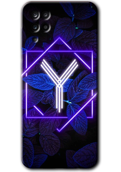Samsung Galaxy Note 5 Kılıf Hd Desen Baskılı Arka Kapak - Dark Neon Yaprak Y Harfi